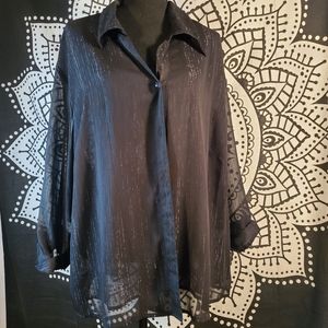 Apparenza sheer black blouse 3x